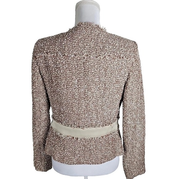 Jones New York ~Woman Size 4~Brown/Beige w/Silver Stripes Business Blazer Jacket - Picture 3 of 12